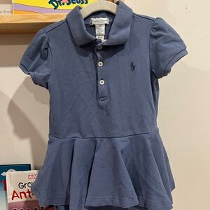 Ralph Lauren Blue Polo Top with Puff Sleeves